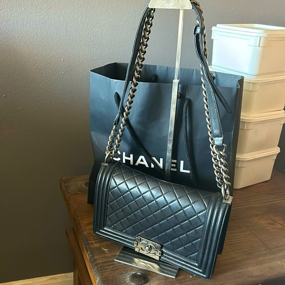 Chanel calfskin bpy flat medium handbag crossbody